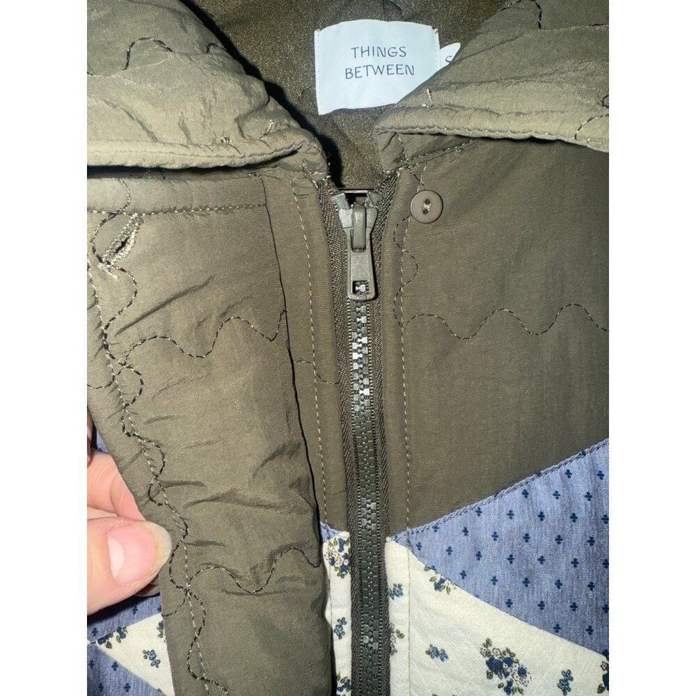 Things Between Parker Parchwork‎ Quilted Jacket Dark Olive Size Small - Picture 12 of 16